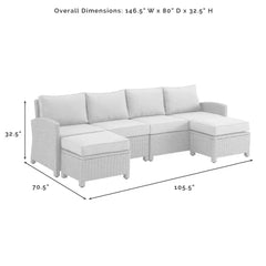 Crosley Bradenton 4pc Wicker Outdoor Sectional Patio Furniture Set - KO70187WB - The Home Selection