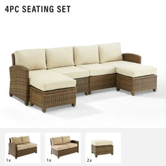 Crosley Bradenton 4pc Wicker Outdoor Sectional Patio Furniture Set - KO70187WB - The Home Selection