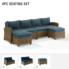 Crosley Bradenton 4pc Wicker Outdoor Sectional Patio Furniture Set - KO70187WB - The Home Selection