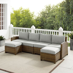 Crosley Bradenton 4pc Wicker Outdoor Sectional Patio Furniture Set - KO70187WB - The Home Selection