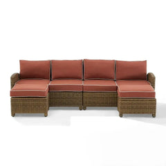 Crosley Bradenton 4pc Wicker Outdoor Sectional Patio Furniture Set - KO70187WB - The Home Selection