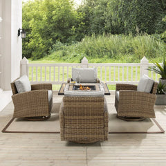 Crosley Bradenton 5pc Outdoor Swivel Rocker Set W/ Fire Table - KO70209WB - The Home Selection