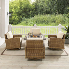 Crosley Bradenton 5pc Outdoor Swivel Rocker Set W/ Fire Table - KO70209WB - The Home Selection
