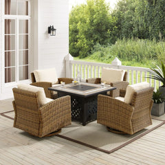 Crosley Bradenton 5pc Outdoor Swivel Rocker Set W/ Fire Table - KO70209WB - The Home Selection