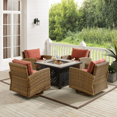 Crosley Bradenton 5pc Outdoor Swivel Rocker Set W/ Fire Table - KO70209WB - The Home Selection
