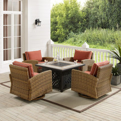 Crosley Bradenton 5pc Outdoor Swivel Rocker Set W/ Fire Table - KO70209WB - The Home Selection
