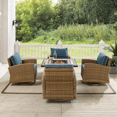 Crosley Bradenton 5pc Outdoor Swivel Rocker Set W/ Fire Table - KO70209WB - The Home Selection