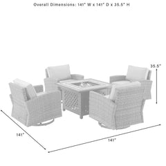 Crosley Bradenton 5pc Outdoor Swivel Rocker Set W/ Fire Table - KO70209WB - The Home Selection