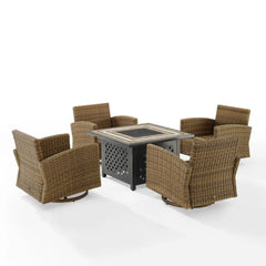 Crosley Bradenton 5pc Outdoor Swivel Rocker Set W/ Fire Table - KO70209WB - The Home Selection