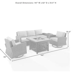 Crosley Bradenton 5pc Outdoor Swivel Rocker Sofa Set W/ Fire Table - KO70208WB - The Home Selection