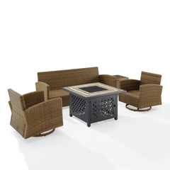 Crosley Bradenton 5pc Outdoor Swivel Rocker Sofa Set W/ Fire Table - KO70208WB - The Home Selection