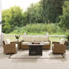 Crosley Bradenton 5pc Outdoor Swivel Rocker Sofa Set W/ Fire Table - KO70208WB - The Home Selection