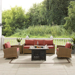 Crosley Bradenton 5pc Outdoor Swivel Rocker Sofa Set W/ Fire Table - KO70208WB - The Home Selection