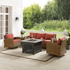 Crosley Bradenton 5pc Outdoor Swivel Rocker Sofa Set W/ Fire Table - KO70208WB - The Home Selection