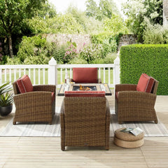 Crosley Bradenton 5pc Wicker Outdoor Chair Set W/ Fire Table - KO70207WB - The Home Selection