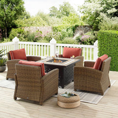 Crosley Bradenton 5pc Wicker Outdoor Chair Set W/ Fire Table - KO70207WB - The Home Selection