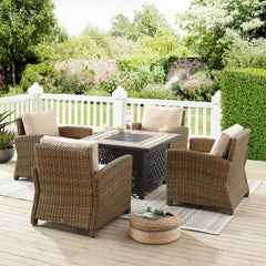 Crosley Bradenton 5pc Wicker Outdoor Chair Set W/ Fire Table - KO70207WB - The Home Selection
