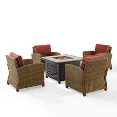 Crosley Bradenton 5pc Wicker Outdoor Chair Set W/ Fire Table - KO70207WB - The Home Selection