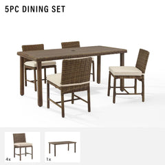 Crosley Bradenton 5pc Wicker Outdoor Dining Set - KO70427WB - The Home Selection