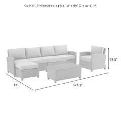 Crosley Bradenton 5pc Wicker Outdoor Sectional Patio Furniture Set - The Home Selection