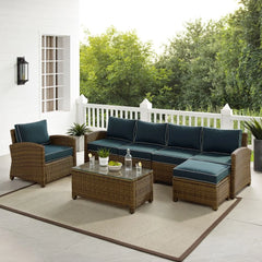 Crosley Bradenton 5pc Wicker Outdoor Sectional Patio Furniture Set - The Home Selection