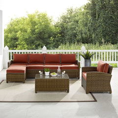 Crosley Bradenton 5pc Wicker Outdoor Sectional Patio Furniture Set - The Home Selection