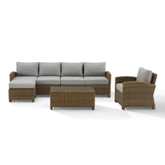 Crosley Bradenton 5pc Wicker Outdoor Sectional Patio Furniture Set - The Home Selection