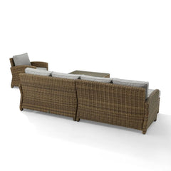 Crosley Bradenton 5pc Wicker Outdoor Sectional Patio Furniture Set - The Home Selection