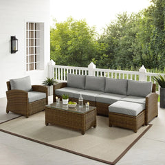 Crosley Bradenton 5pc Wicker Outdoor Sectional Patio Furniture Set - The Home Selection
