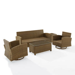 Crosley Bradenton 5pc Wicker Outdoor Sofa And Swivel Rocker Set - KO70425WB - The Home Selection