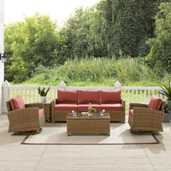 Crosley Bradenton 5pc Wicker Outdoor Sofa And Swivel Rocker Set - KO70425WB - The Home Selection