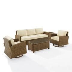 Crosley Bradenton 5pc Wicker Outdoor Sofa And Swivel Rocker Set - KO70425WB - The Home Selection