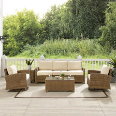 Crosley Bradenton 5pc Wicker Outdoor Sofa And Swivel Rocker Set - KO70425WB - The Home Selection