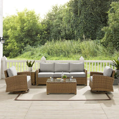 Crosley Bradenton 5pc Wicker Outdoor Sofa And Swivel Rocker Set - KO70425WB - The Home Selection