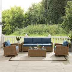 Crosley Bradenton 5pc Wicker Outdoor Sofa And Swivel Rocker Set - KO70425WB - The Home Selection