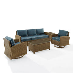 Crosley Bradenton 5pc Wicker Outdoor Sofa And Swivel Rocker Set - KO70425WB - The Home Selection