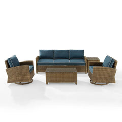 Crosley Bradenton 5pc Wicker Outdoor Sofa And Swivel Rocker Set - KO70425WB - The Home Selection