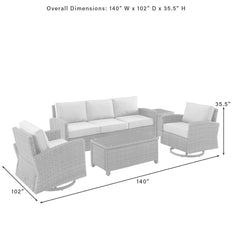 Crosley Bradenton 5pc Wicker Outdoor Sofa And Swivel Rocker Set - KO70425WB - The Home Selection