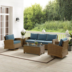 Crosley Bradenton 5pc Wicker Outdoor Sofa And Swivel Rocker Set - KO70425WB - The Home Selection
