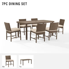 Crosley Bradenton 7pc Wicker Outdoor Dining Set - KO70420WB - The Home Selection
