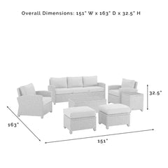 Crosley Bradenton 7pc Wicker Outdoor Sofa Patio Furniture Set - KO70185WB - The Home Selection