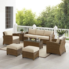 Crosley Bradenton 7pc Wicker Outdoor Sofa Patio Furniture Set - KO70185WB - The Home Selection