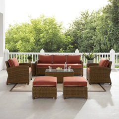 Crosley Bradenton 7pc Wicker Outdoor Sofa Patio Furniture Set - KO70185WB - The Home Selection
