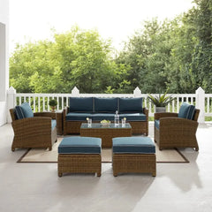Crosley Bradenton 7pc Wicker Outdoor Sofa Patio Furniture Set - KO70185WB - The Home Selection