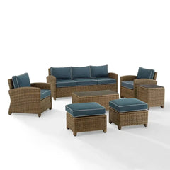 Crosley Bradenton 7pc Wicker Outdoor Sofa Patio Furniture Set - KO70185WB - The Home Selection