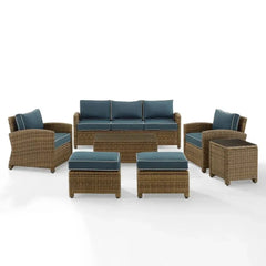 Crosley Bradenton 7pc Wicker Outdoor Sofa Patio Furniture Set - KO70185WB - The Home Selection