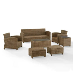Crosley Bradenton 7pc Wicker Outdoor Sofa Patio Furniture Set - KO70185WB - The Home Selection