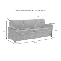 Crosley Bradenton 80.50 Inch Outdoor Wicker Sofa - KO70049 - The Home Selection