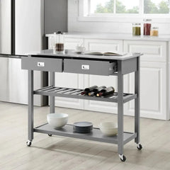 Crosley Chloe Stainless Steel Top Kitchen Island/cart - CF3027SS-GY - The Home Selection