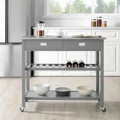 Crosley Chloe Stainless Steel Top Kitchen Island/cart - CF3027SS-GY - The Home Selection